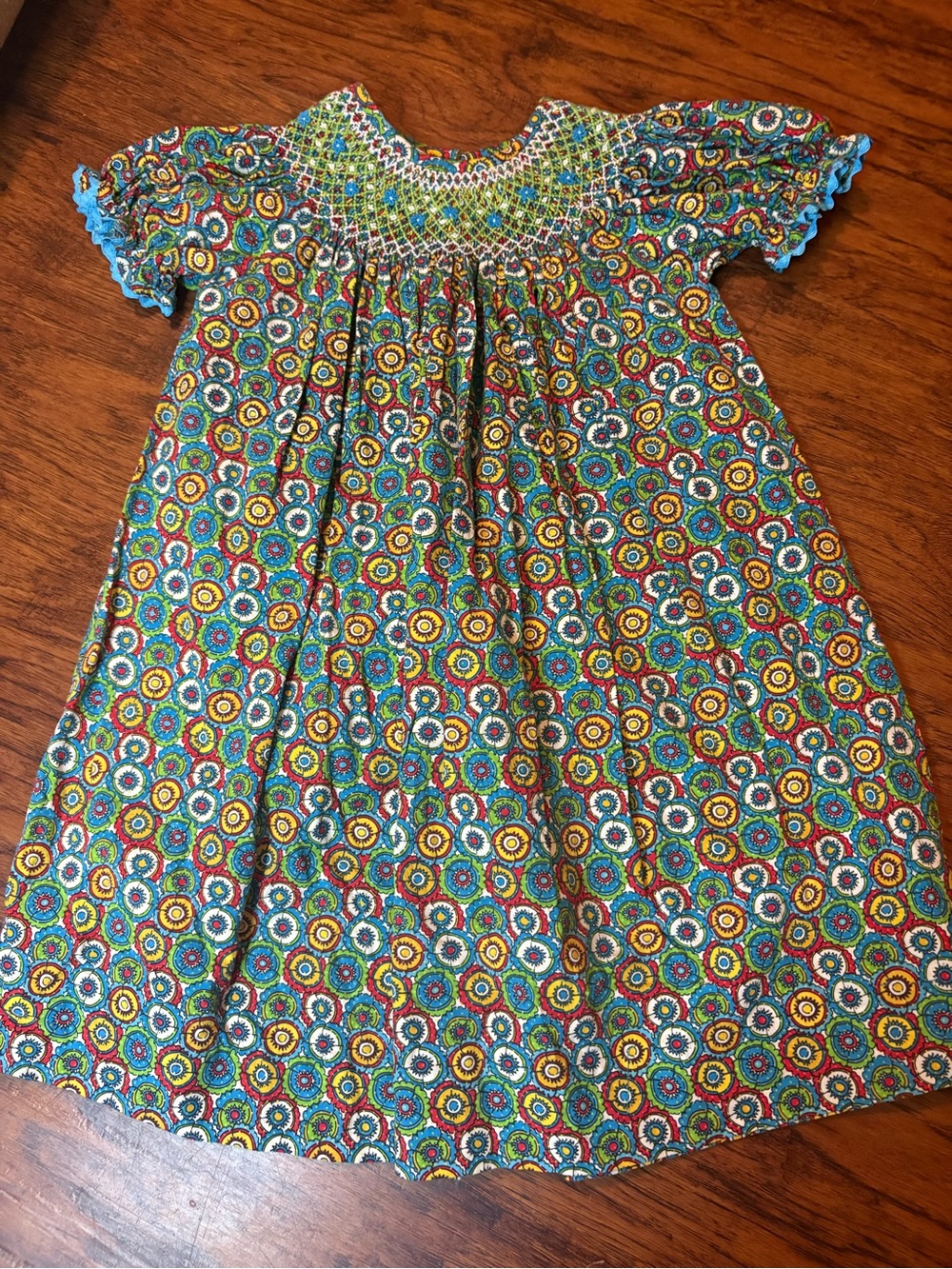 Smocked Multicolor Floral Smock Dress for Girls